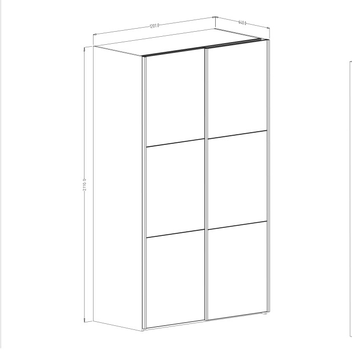Armoire SLIDE – 120 cm – 2 portes coulissantes – Coloris blanc – Aménagement penderie ou étagères