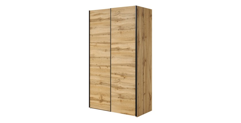 Armoire SLIDE – 120 cm – 2 portes coulissantes – Coloris chêne – Style naturel et moderne