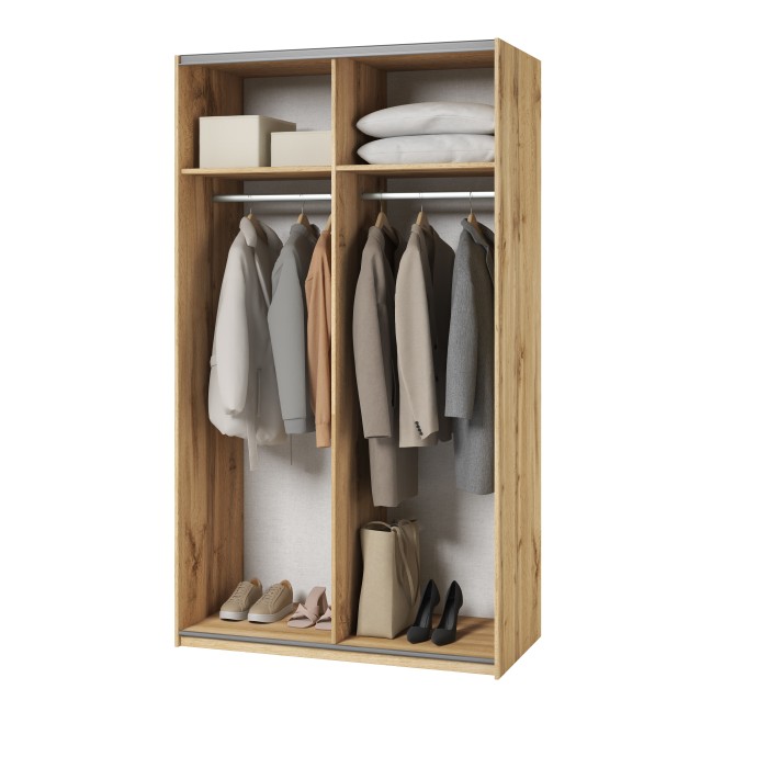 Armoire SLIDE – 120 cm – 2 portes coulissantes – Coloris chêne – Style naturel et moderne