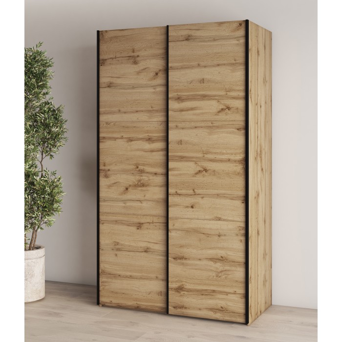 Armoire SLIDE – 120 cm – 2 portes coulissantes – Coloris chêne – Style naturel et moderne