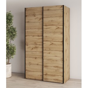Armoire SLIDE – 120 cm – 2 portes coulissantes – Coloris chêne – Style naturel et moderne