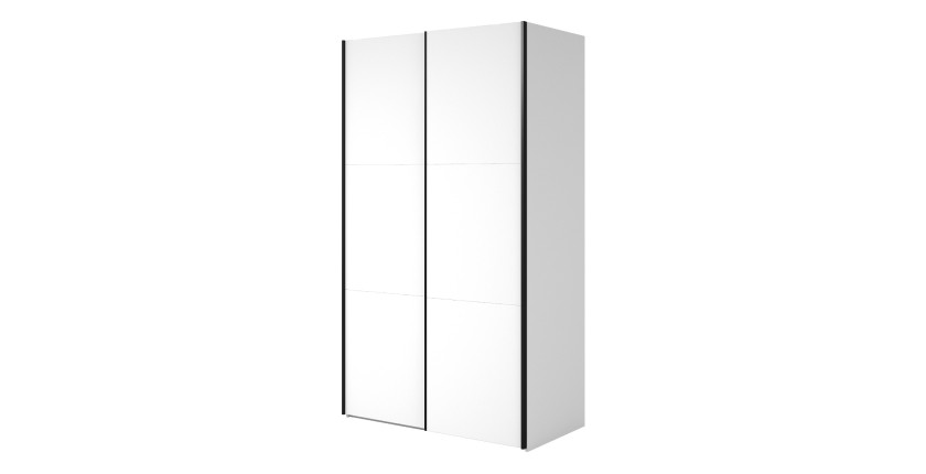 Armoire SLIDE – 120 cm – 2 portes coulissantes – Coloris blanc – Aménagement penderie ou étagères