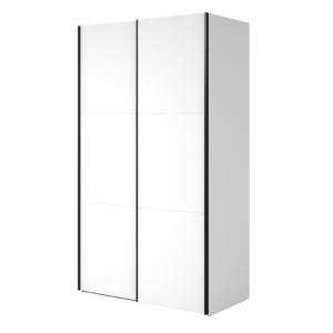 Armoire SLIDE – 120 cm – 2 portes coulissantes – Coloris blanc – Aménagement penderie ou étagères