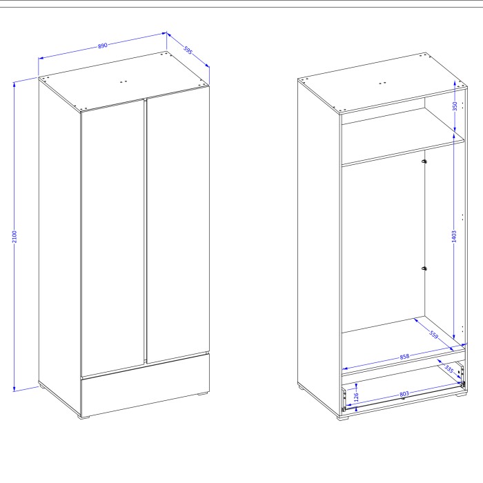 Armoire HAVANA 90 cm – Chêne et noir – 2 portes + 1 tiroir – Rangement compact au style naturel
