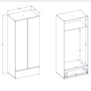 Armoire HAVANA 90 cm – Chêne et noir – 2 portes + 1 tiroir – Rangement compact au style naturel