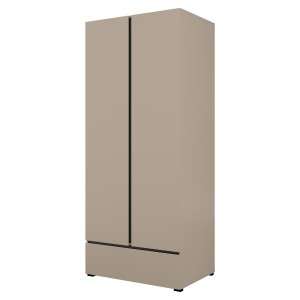 Armoire HAVANA 90 cm – Beige et noir – 2 portes + 1 tiroir – Design compact et contemporain