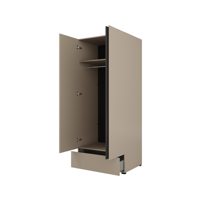 Armoire HAVANA 90 cm – Beige et noir – 2 portes + 1 tiroir – Design compact et contemporain