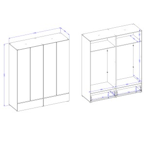 Armoire HAVANA 180 cm – Chêne et noir – 4 portes + 2 tiroirs – Élégance naturelle et grande capacité