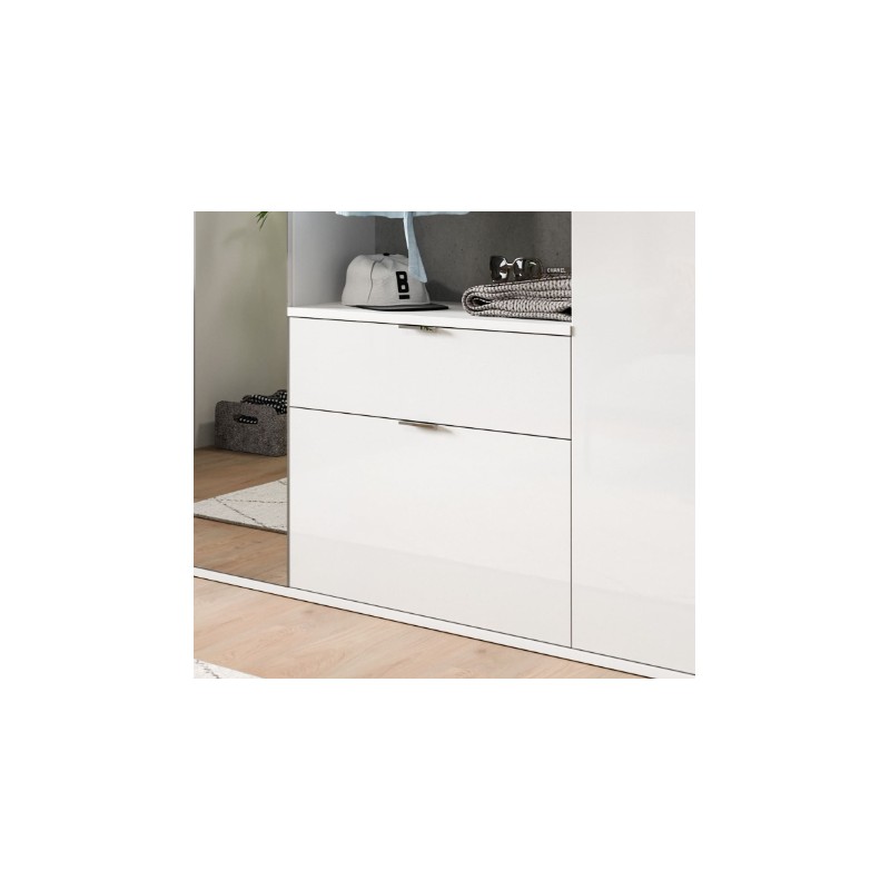 Meuble de rangement BODITE – 2 tiroirs – Blanc laqué – Élégance et praticité