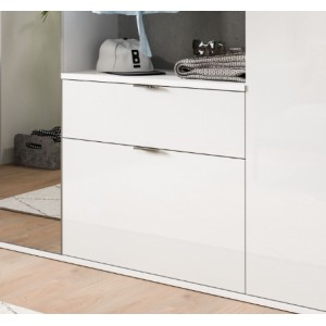 Meuble de rangement BODITE – 2 tiroirs – Blanc laqué – Élégance et praticité