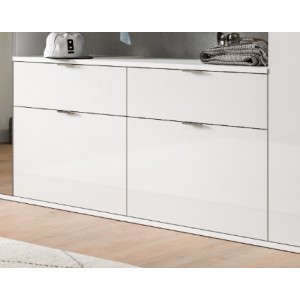 Meuble de rangement BODITE – 4 tiroirs – Blanc laqué – Élégance et rangement optimal