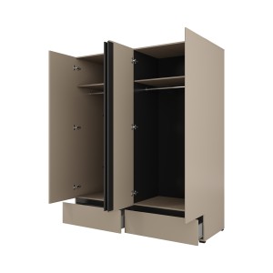 Armoire HAVANA 180 cm – Beige et noir – 4 portes et 2 tiroirs – Élégance moderne et rangement XXL
