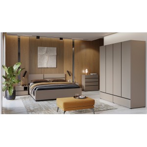 Armoire HAVANA 180 cm – Beige et noir – 4 portes et 2 tiroirs – Élégance moderne et rangement XXL