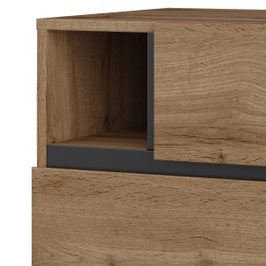 Table de chevet HAVANA chêne et noir – 2 tiroirs et 1 niche – Style naturel et rangement pratique
