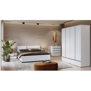 Commode HAVANA blanche et noire – 4 tiroirs – Style contemporain et rangement pratique