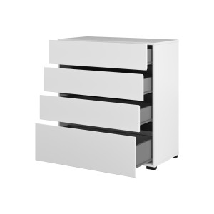 Commode HAVANA blanche et noire – 4 tiroirs – Style contemporain et rangement pratique