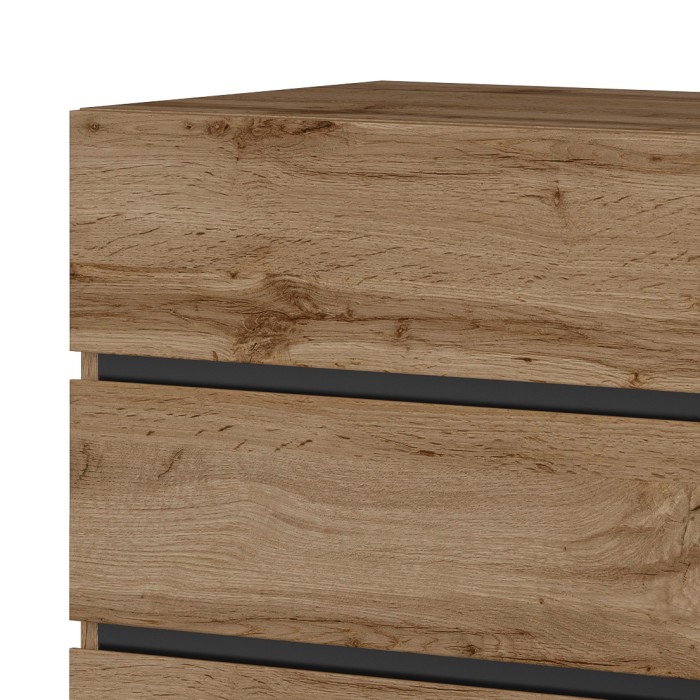 Commode HAVANA chêne et noir – 4 tiroirs – Style naturel et rangement moderne