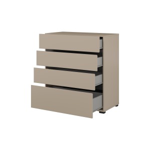 Commode HAVANA beige et noir – 4 tiroirs – Élégance moderne et rangement compact