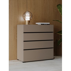 Commode HAVANA beige et noir – 4 tiroirs – Élégance moderne et rangement compact