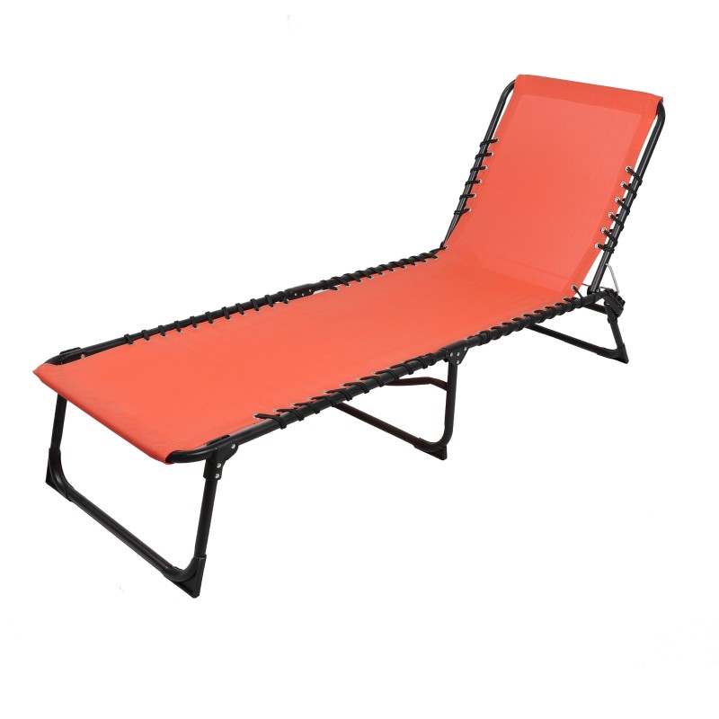 Lot de 2 bains de soleil corail – 187x56x26/85 cm – Métal – Toile résistante – Dossier inclinable