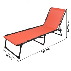 Lot de 2 bains de soleil corail – 187x56x26/85 cm – Métal – Toile résistante – Dossier inclinable