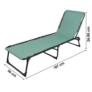 Lot de 2 bains de soleil vert – 187x56x26/85 cm – Métal – Toile résistante – Dossier inclinable
