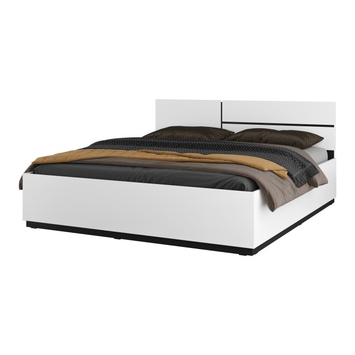Lit HAVANA 160x200 cm blanc et noir – Design moderne et structure robuste