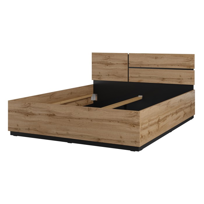 Lit HAVANA 160x200 cm blanc et noir – Lit design moderne pour chambre adulte