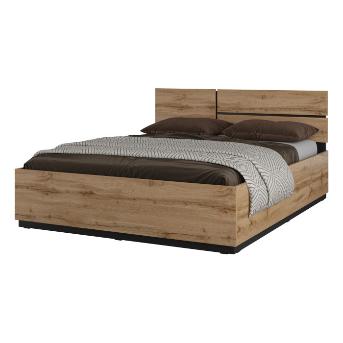 Lit HAVANA 160x200 cm blanc et noir – Lit design moderne pour chambre adulte