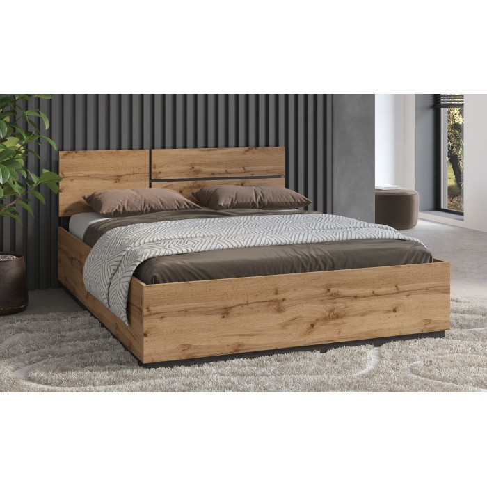 Lit HAVANA 160x200 cm blanc et noir – Lit design moderne pour chambre adulte