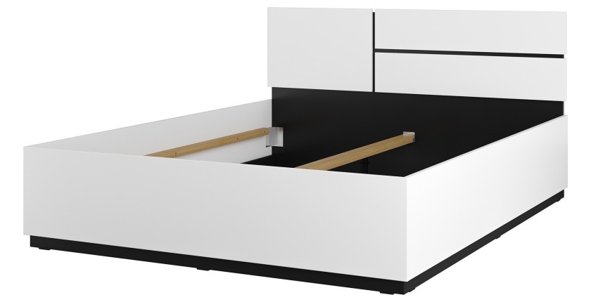 Lit HAVANA 180x200 cm blanc et noir – Lit design moderne pour chambre adulte