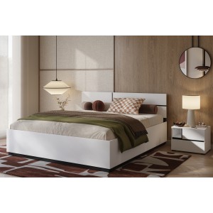 Lit HAVANA 180x200 cm blanc et noir – Lit design moderne pour chambre adulte