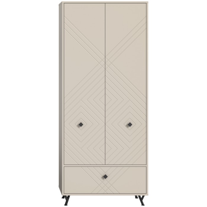 Armoire de rangement LUNA – Beige mat – 3 portes, 6 niches – À poser