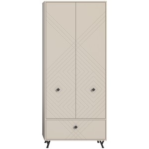 Armoire de rangement LUNA – Beige mat – 3 portes, 6 niches – À poser