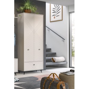Armoire de rangement LUNA – Beige mat – 3 portes, 6 niches – À poser