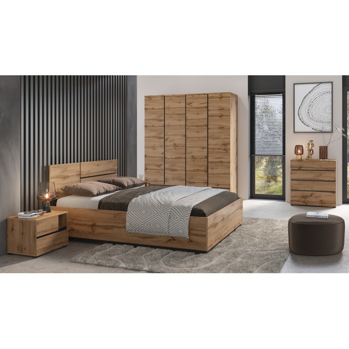 Lit HAVANA 160x200 cm blanc et noir – Lit design moderne pour chambre adulte