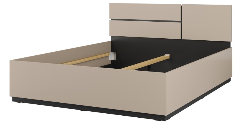 Lit HAVANA 180x200 cm beige et noir – Élégance moderne pour grande chambre adulte