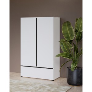 Armoire de rangement HAVANA blanche et noire 2 portes 1 tiroir – Design moderne et pratique