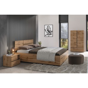 Armoire de rangement HAVANA chêne et noir 2 portes 1 tiroir – Meuble moderne et compact pour chambre