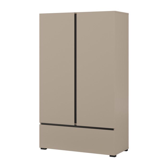 Armoire de rangement HAVANA beige et noir 2 portes 1 tiroir – Élégance discrète et gain de place