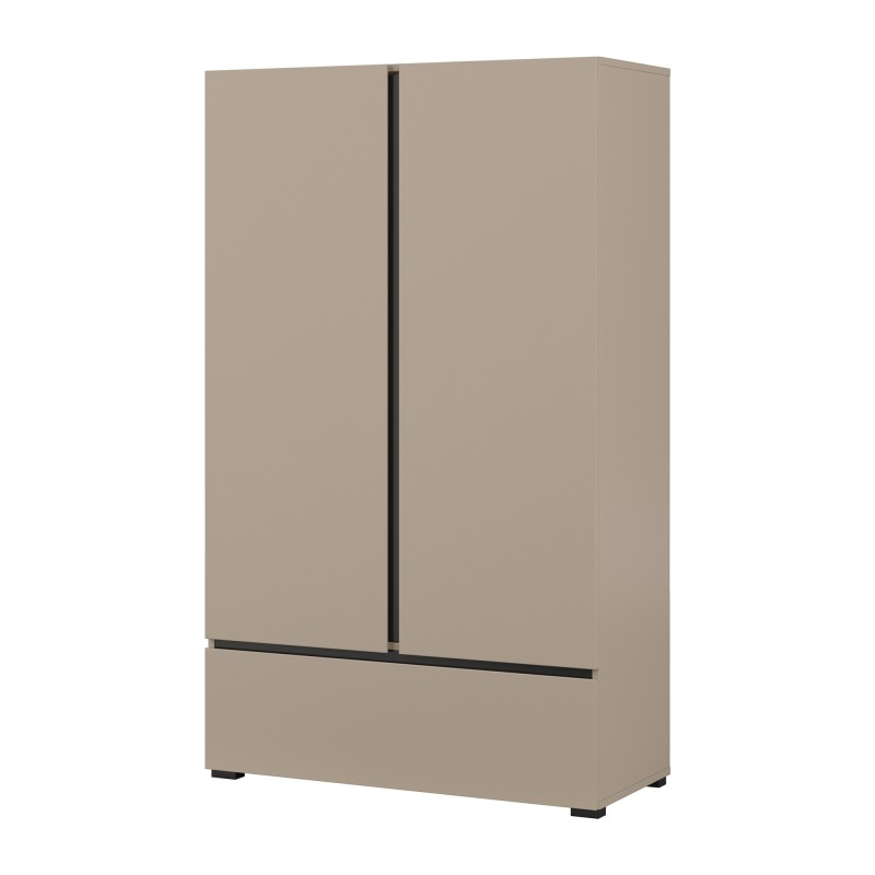 Armoire de rangement HAVANA beige et noir 2 portes 1 tiroir – Élégance discrète et gain de place