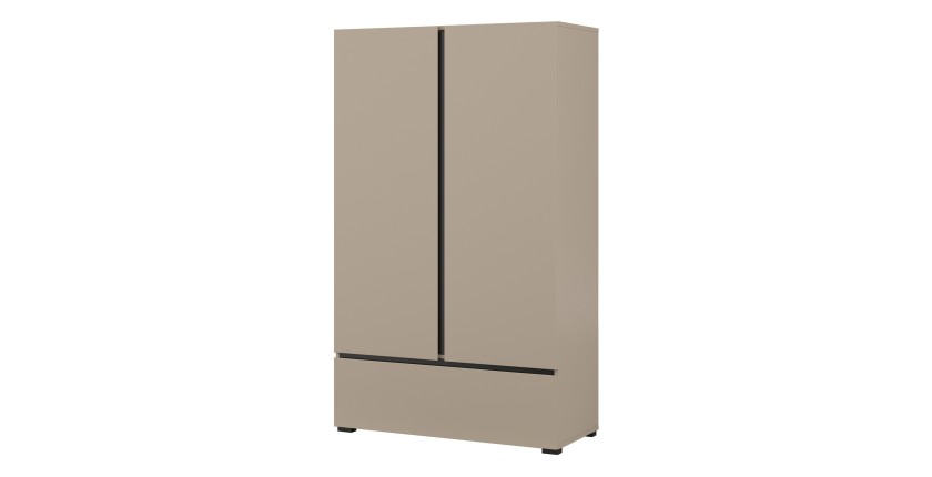 Armoire de rangement HAVANA beige et noir 2 portes 1 tiroir – Élégance discrète et gain de place