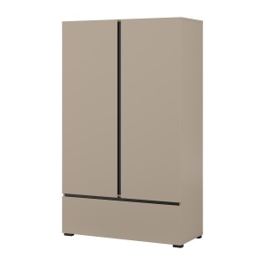Armoire de rangement HAVANA beige et noir 2 portes 1 tiroir – Élégance discrète et gain de place