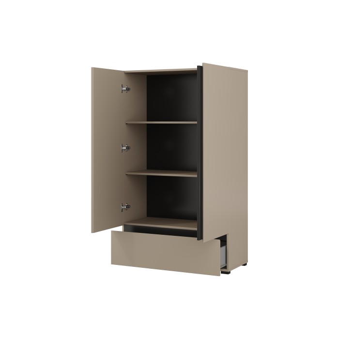 Armoire de rangement HAVANA beige et noir 2 portes 1 tiroir – Élégance discrète et gain de place