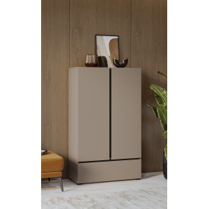 Armoire de rangement HAVANA beige et noir 2 portes 1 tiroir – Élégance discrète et gain de place