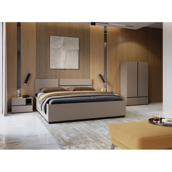 Armoire de rangement HAVANA beige et noir 2 portes 1 tiroir – Élégance discrète et gain de place