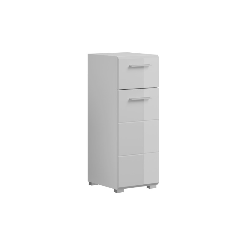 Meuble de rangement salle de bain 1 porte 1 tiroir – Blanc laqué – VICCO