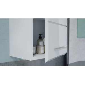 Meuble de rangement salle de bain 1 porte 1 tiroir – Blanc laqué – VICCO