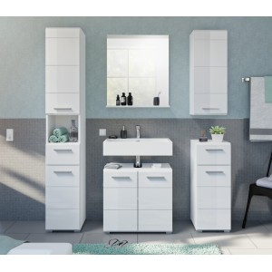 Meuble de rangement salle de bain 1 porte 1 tiroir – Blanc laqué – VICCO