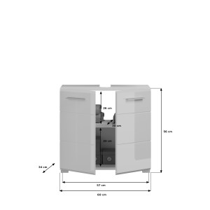 Meuble sous vasque 2 portes – Blanc laqué – VICCO